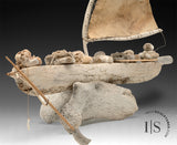 RESERVED 24" Masterpiece Whale Bone Umiak (Boat) by Bob Kussy & Goota Ashoona *AHOY!*