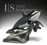 14" Mother & Calf Orcas  Master Carver Derrald Taylor