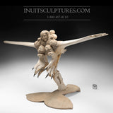 36" Mother & Child riding on Bird Whalebone Collage by World Famous James Alivaktuk