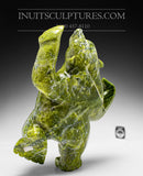 12" Dancing Electric Green Bear by Mosesee Pootoogook