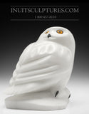 9” Pure White Owl by Famous Manasie Akpaliapik