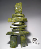 11.75" Green Inukshuk by Qavavau Shaa