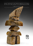 10" Brown Inukshuk by Salomonie Shaa