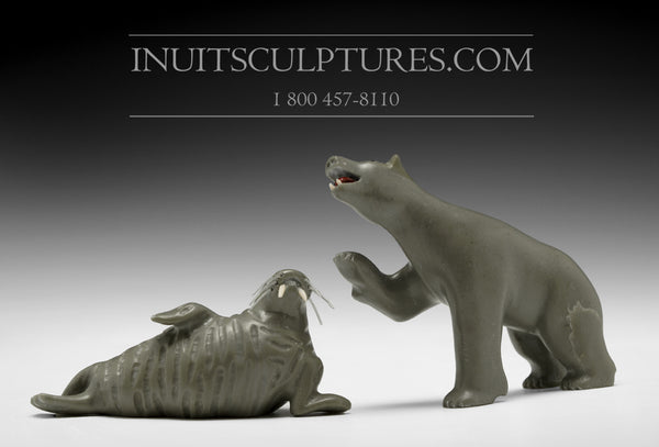 3.5" Bear & Walrus by Elite Master Carver Jimmy Iqaluq *BFFs*